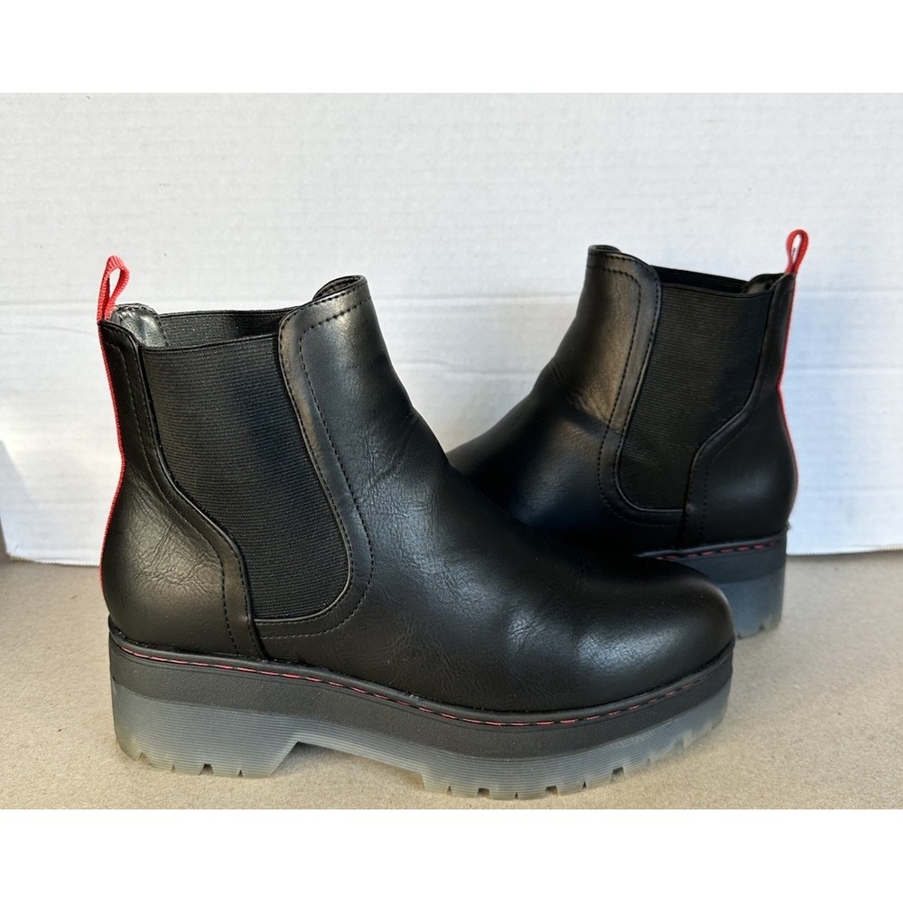 Mia Boots‎ Womens 8.5 Cayson Black Red Pull On Block Heels GS1093502